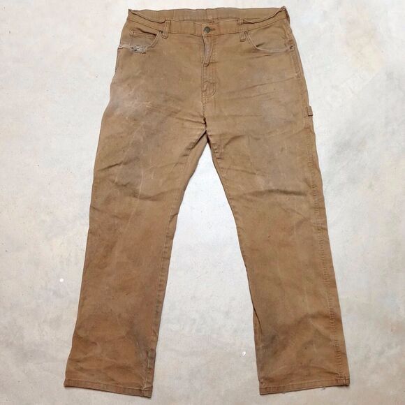 Dickies Distressed Thrashed Grunge Tan Carpenter Work Wear Pants - Mens 36x32 - Picture 1 of 11